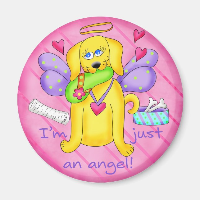 Angel Golden Yellow Dog mit Shoe Magnet (Vorne)