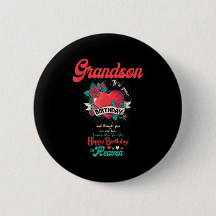 Angel Grandson Happy Birthday in Heaven Memorial D Button