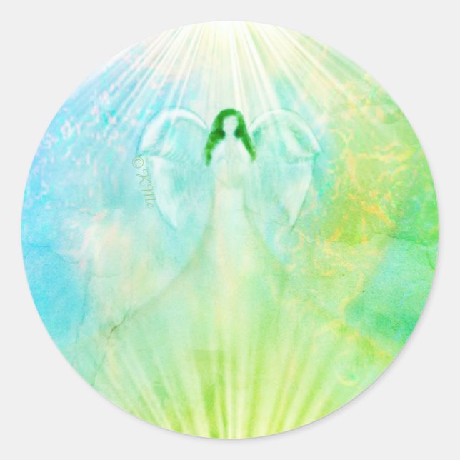 Angel Green Blue Archangel Raphael Stickers (Vorderseite)