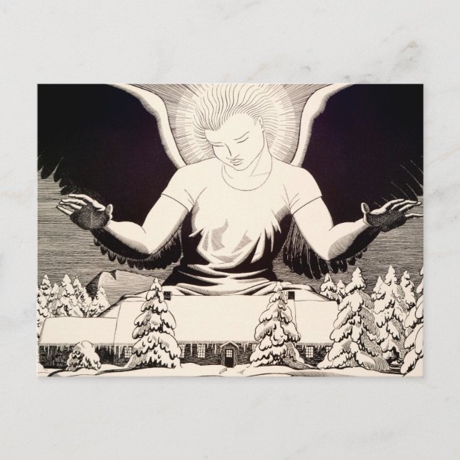 Angel Halo Weltfrieden Religiöser Schnee Winter Postkarte (Vorderseite)
