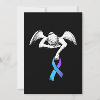 Angel hält Aquamarine Lila Ribbon-Suizidprävention Save The Date