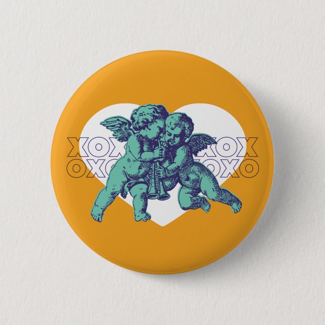 Angel Heart Button Green/Orange (Vorderseite)