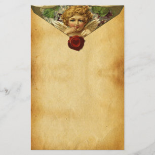 ANGEL HEART RED WAX SIEGEL, VALENTINE'S DAY PARCHM BRIEFPAPIER