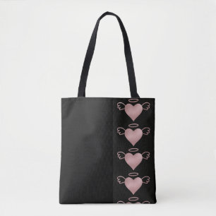 Angel Heart Tote Beutel Schwarz-Rosa