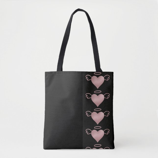 Angel Heart Tote Beutel Schwarz-Rosa (Vorderseite)