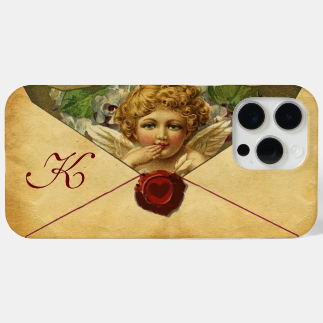 ANGEL HEART WAX SIEGEL PARCHMENT Monogramm Case-Mate iPhone Hülle (Rückseite (Horizontal))