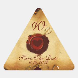 ANGEL HEART WAX SIEGEL PARCHMENT Monogramm Dreieckiger Aufkleber