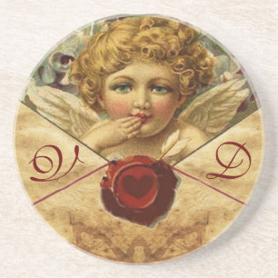 ANGEL HEART WAX SIEGEL PARCHMENT Monogramm Getränkeuntersetzer