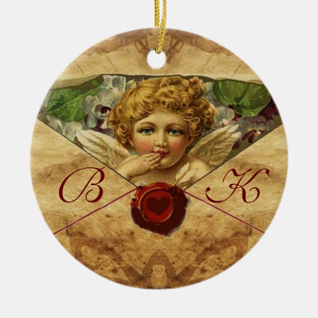 ANGEL HEART WAX SIEGEL PARCHMENT Monogramm Keramikornament (Vorne)