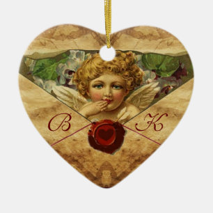 ANGEL HEART WAX SIEGEL PARCHMENT Monogramm Keramikornament