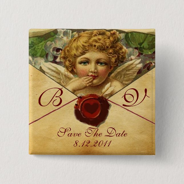 ANGEL HEART WAX SIEGEL PARCHMENT SAVE THE DATE BUTTON (Vorderseite)