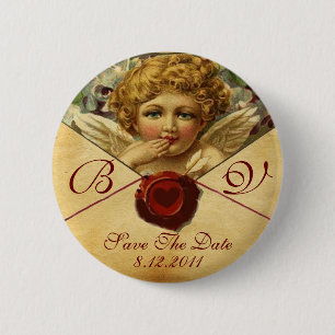 ANGEL HEART WAX SIEGEL PARCHMENT SAVE THE DATE BUTTON