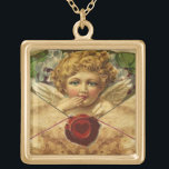 ANGEL HEART WAX SIEGEL PARCHMENT Valentinstag Vergoldete Kette<br><div class="desc">Elegantes,  klassisches und elegantes Design mit romantischer Flügelkuppe,  Rotwachs-Siegel,  Herz und Pfeil auf einem antiken braunen Pergament,  geeignet für romantische Verlobungen,  Hochzeiten,  Weihnachten,  Ferien,  Familie oder beruflich.</div>