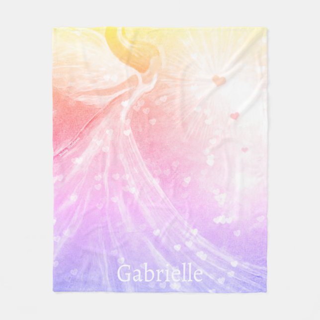 Angel Heart Wings Pink Purple Ombre Art Custom Fleecedecke (Vorderseite)