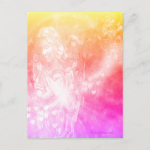 Angel Hearts Gebet Pink Schöne Wasserfarbe Kunst Postkarte