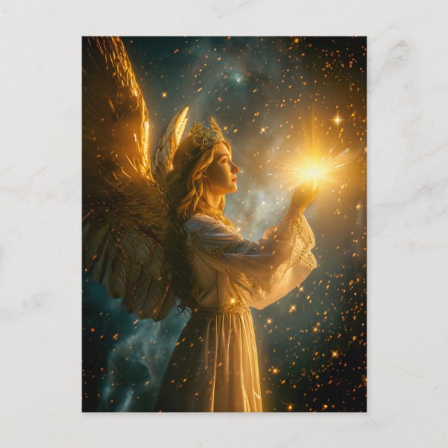 Angel Holding a Radiant Star Postkarte (Vorderseite)