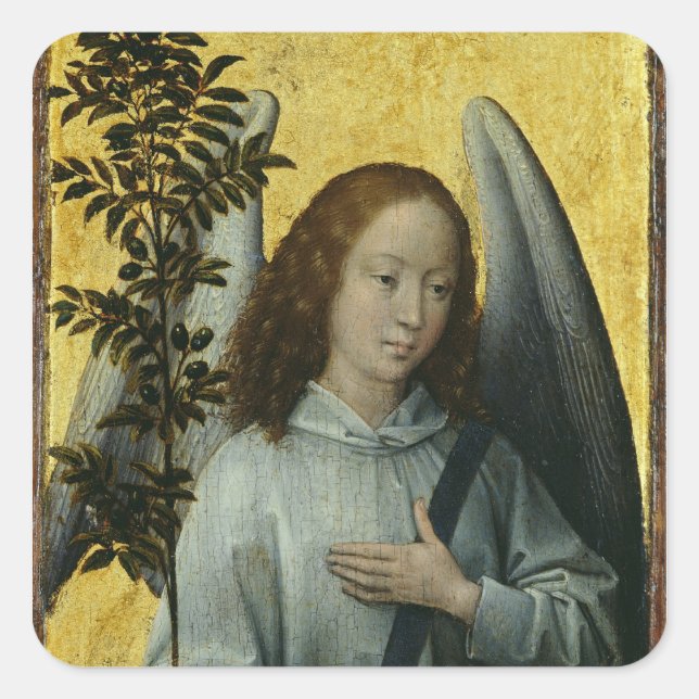 Angel Holding an Olive Branch Quadratischer Aufkleber (Vorderseite)
