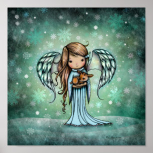 Angel Holding Fawn Illustriert Art Poster