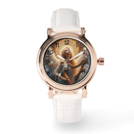 Angel Holding Harp Woman's Watch Armbanduhr