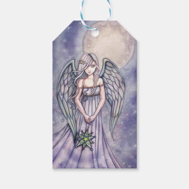 Angel Holding Star Ornament Fantasy Art Geschenkanhänger (Vorderseite)