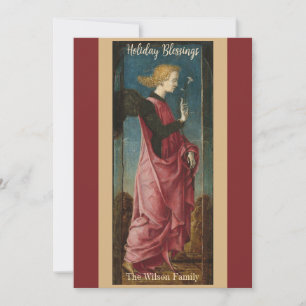 Angel Holiday Segings Gold Burgund Custom Card Feiertagskarte