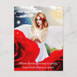 Angel Hope Rote Rose Inspiration Zitat Kunst Postkarte
