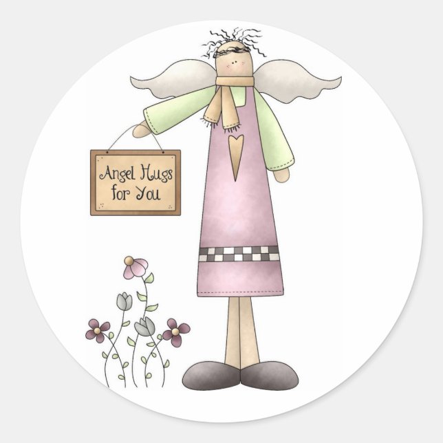 Angel Hugs für You-Stickers Runder Aufkleber (Vorderseite)