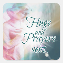 Angel Hugs Gebet Absicht Schöne Wasserfarbe Quadratischer Aufkleber