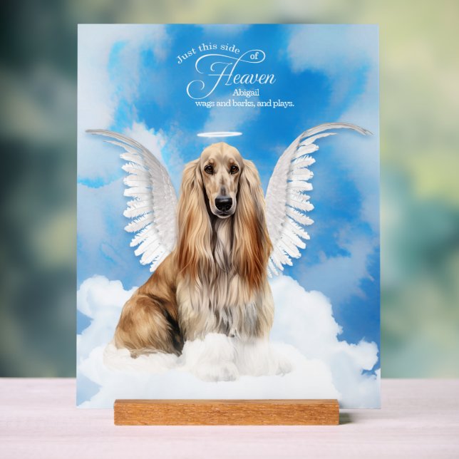 Angel Hund aus Afghanistan mit Name Pet Memorial Acrylschild (Neutral)