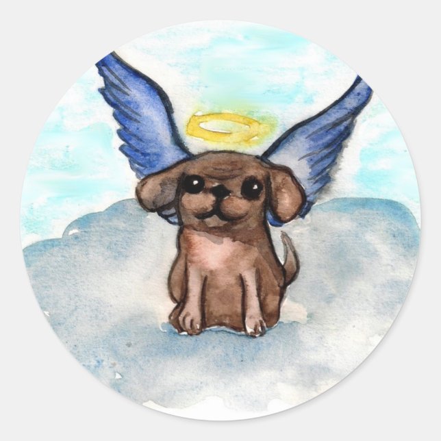 Angel Hund Runder Aufkleber (Vorderseite)