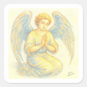 Angel im Gebet Quadratischer Aufkleber
