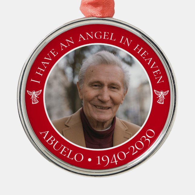 Angel im Heaven-Abuelo-Foto Ornament Aus Metall (Vorne)
