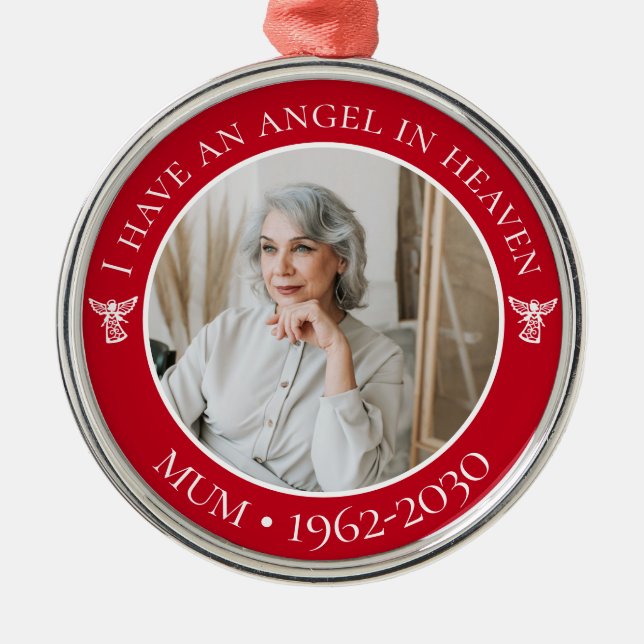 Angel im Heaven Mum Memorial Foto Ornament Aus Metall (Vorne)