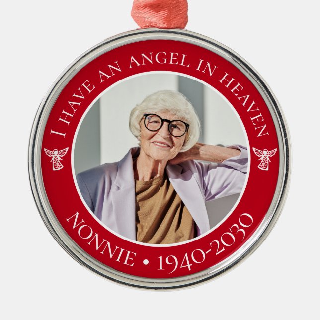 Angel im Heaven Nonnie Memorial Foto Ornament Aus Metall (Vorne)