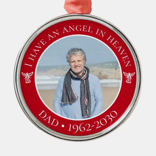 Angel im Heaven Vater Memorial Foto Ornament Aus Metall (Vorne)