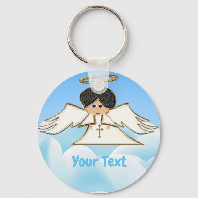 Angel im Sky Round-Schlüsselanhänger Schlüsselanhänger (Vorderseite)