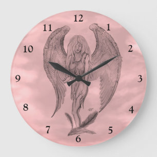 Angel im Tattoo Style Große Wanduhr
