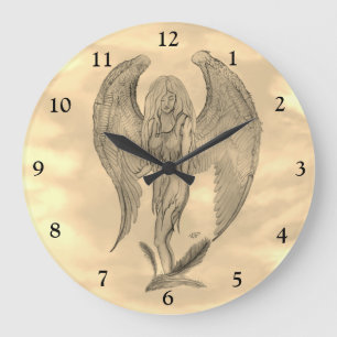 Angel im Tattoo Style Große Wanduhr