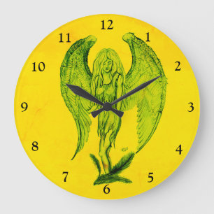 Angel im Tattoo Style Große Wanduhr
