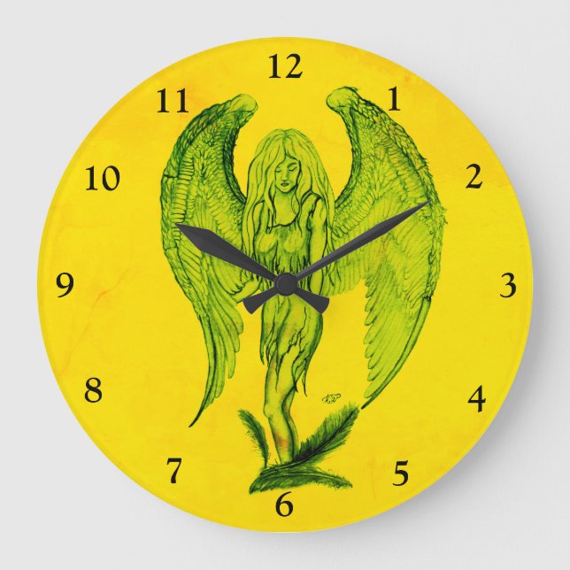 Angel im Tattoo Style Große Wanduhr (Vorderseite)