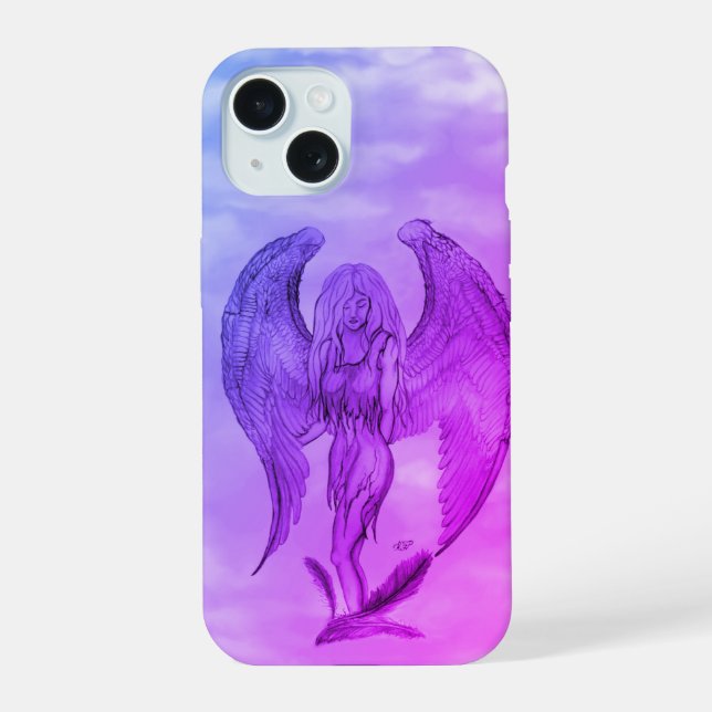 Angel im Tattoo Style iPhone 15 Hülle (Rückseite)