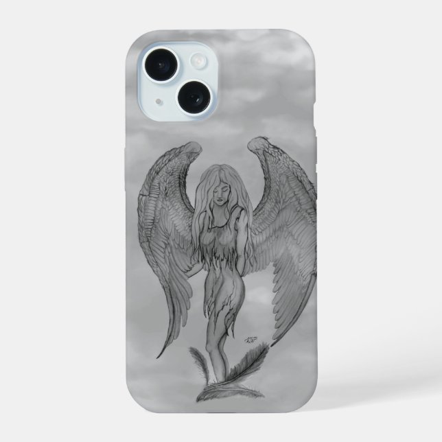 Angel im Tattoo Style iPhone 15 Hülle (Rückseite)