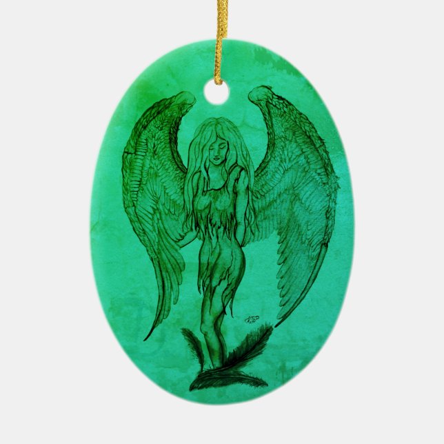 Angel im Tattoo Style Keramik Ornament (Vorne)