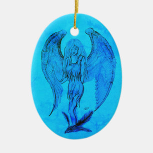 Angel im Tattoo Style Keramik Ornament