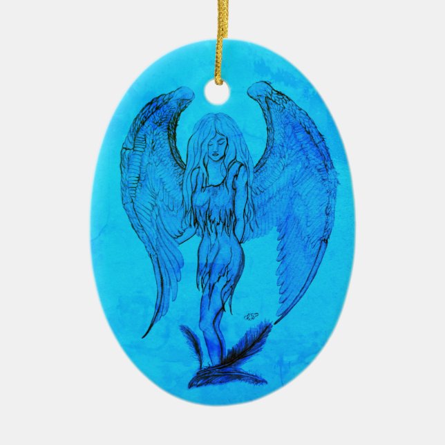 Angel im Tattoo Style Keramik Ornament (Vorne)