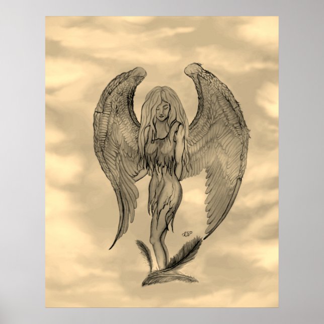 Angel im Tattoo Style Poster (Vorne)