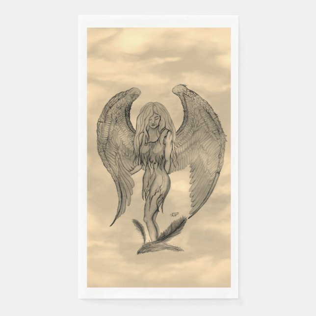 Angel im Tattoo Style Serviette (Vorderseite)