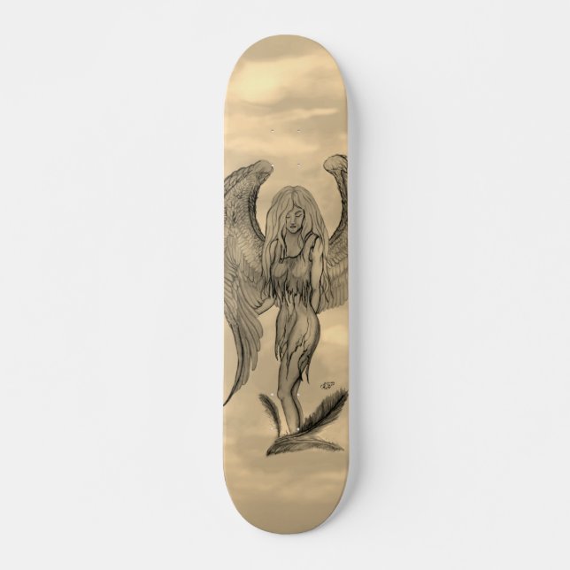 Angel im Tattoo Style Skateboard (Vorne)