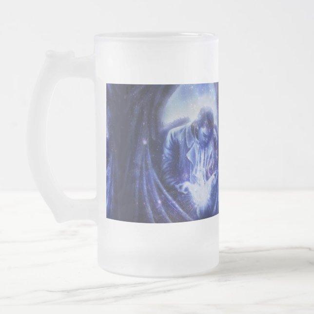 Angel in blau mattglas bierglas (Links)
