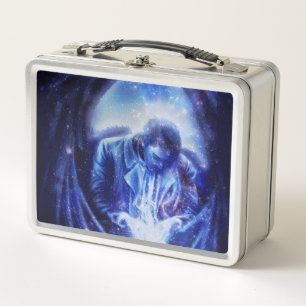 Angel in Blau Metall Lunch Box
